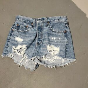 Levi's Light Blue Distressed Jean Shorts